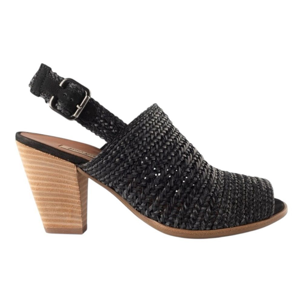 PAUL GREEN Lovely Woven Heeled Sandal in Black Leather Size 10.5 U.S.